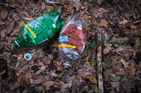 Filled with water from a Walmart nearby, these bottles serve as a shower.